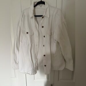 White Button-Up Oversized Shirt Jacket